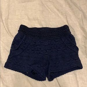 Justice Size 8 Elastic Waist Navy Lace Shorts